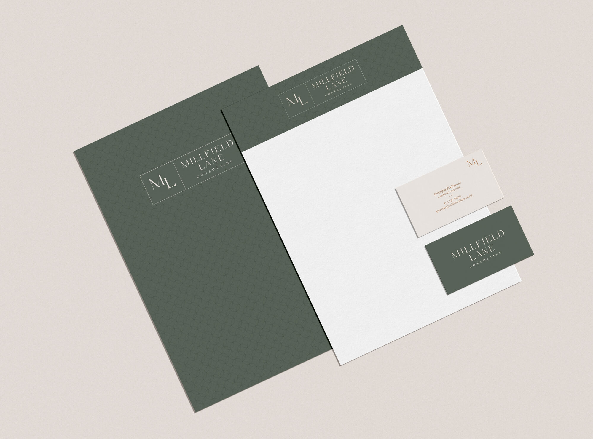 Millfield Lane Consulting stationery design