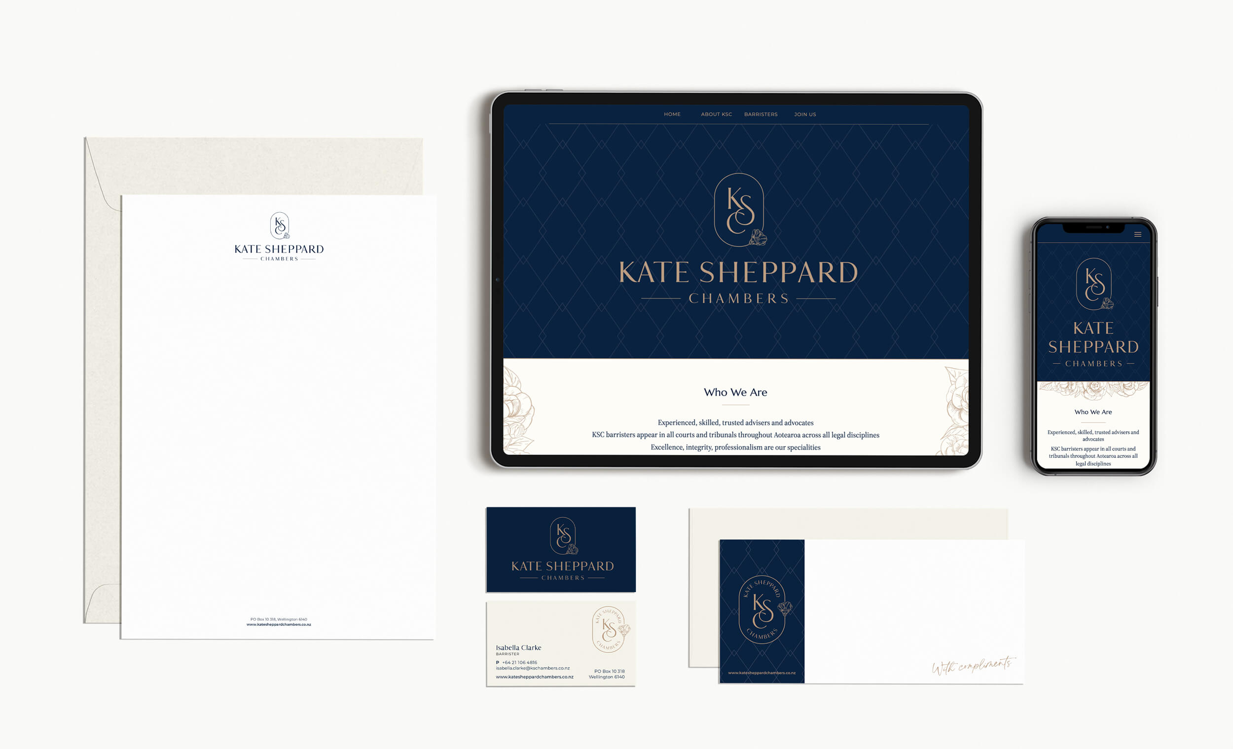 Kate Sheppard Chambers stationery design